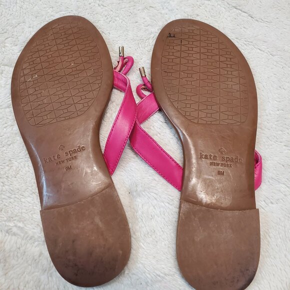 Kate Spade Hot Pink Bow Flip Flop Sandals 9 Feminine Barbie Classic Fun Casual - Picture 5 of 7